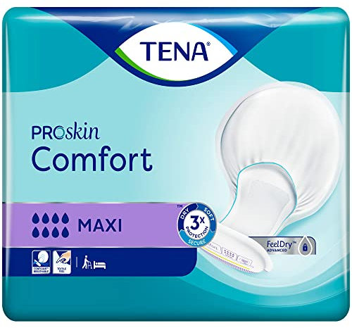 TENA Comfort Maxi - anatomische Vorlagen für Fixierhosen bei mittlerer Inkontinenz und Doppelinkontinenz (1 Karton = 2 x 28 = 56 Stück)