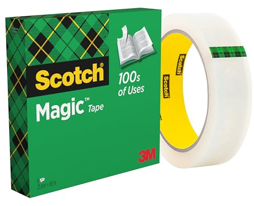 Scotch Nastro adesivo Magic - 1 Rotolo da 25 mm x 66 m - Nastro Trasparente Opaco e Scrivibile Ottimo per Casa, Ufficio e Scuola