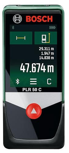 Bosch laseravståndsmätare PLR 50 C (exakt avståndsmätning upp till 50 m, pekskärm, mätfunktioner med inbyggd hjälp)