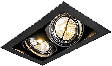 QAZQA Spot encastrable noir AR111 orientable 2 lumières - ONEON