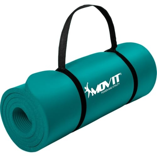 MOVIT Gymnastikmatte, hautfreundlich und phthalatfrei, in 3 Größen und 12 Farben - Auswahl: 190cm x 60cm x 1,5cm in blau petrol