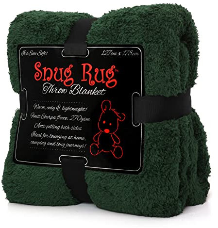 Snug Rug Special Edition Blankets Luxury Sherpa Fleece 127 x 178cm (50 x 70) Sofa Throw Blanket (Racing Green)