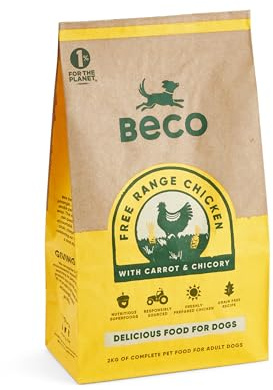 Beco Free Range Chicken with Carrot and Chicory - 2kg - Natural & Grain Free Complete Dry Dog Food (Packaging may vary)