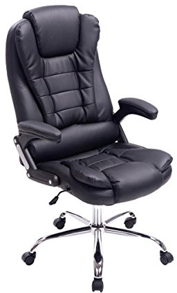CLP Sedia Ufficio Thor in Similpelle I Poltrona Studio Portata Max 150 kg I Sedia Pc Ergonomica Imbottita E Regolabile, Colore:Nero