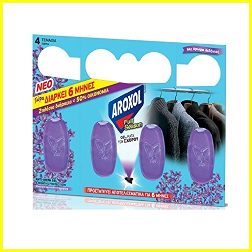 Aroxol Moth Natural Gel Tablets/sachet Killer Repellent Lavender Freshener for Fabric - Last for 6 month - 4 Gels Pack