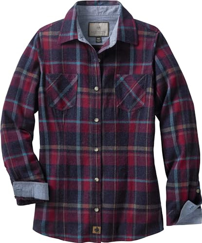 Legendary Whitetails, Camicia da Donna a Maniche Lunghe in Flanella, con Bottoni, 100% Cotone, XX-Large