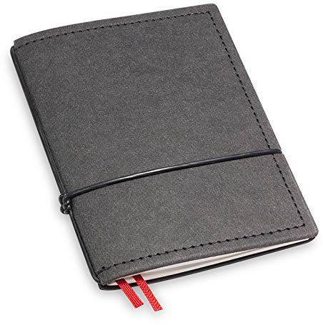 X17-A7 Notizbuch/Personal Organizer | 7mm dünn | schwarz, vegan! Deutsches Zellulose-Material. Nachfüllbar. Notizheft (blanko) mit Doppeltasche, Made in Germany.