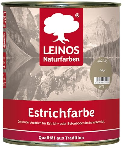 Leinos Naturfarben Estrichfarbe 860 | für innen | Schutz & Farbgebung für offenporige Estrich- & Betonflächen | abriebfest, wasserabweisend | Anthrazitgrau (0,75 Liter Beige)