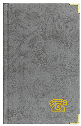 Telefonbuch Adressbuch ca. DIN A5 mit Messingecken grau