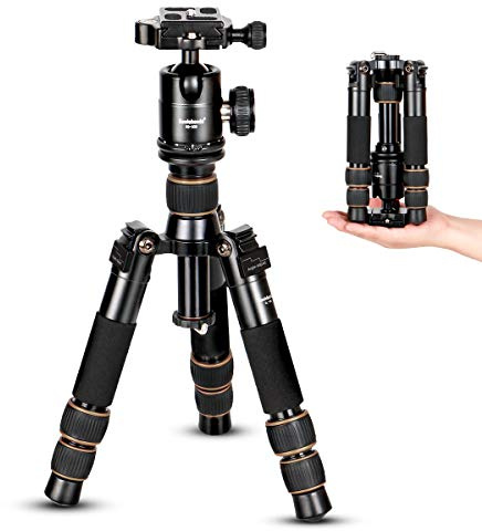 Koolehaoda Portable Tabletop Mini Tripod with Ball Head,Height Adjustable 9-21.5inch, Compact Desktop Macro Mini Tripod with Carrying Bag for DSLR Camera (KQ-166)