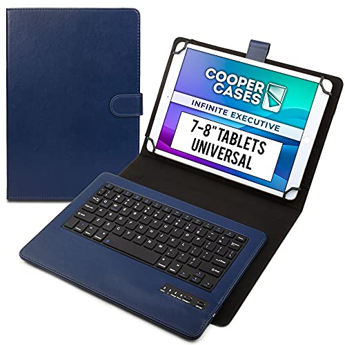 Cooper Infinite Executive Funda con Teclado para Tablets de 7, 7.9 y 8, Funda 2 en 1 y Teclado Inalámbrico Bluetooth con Teclas de Acceso Rápido