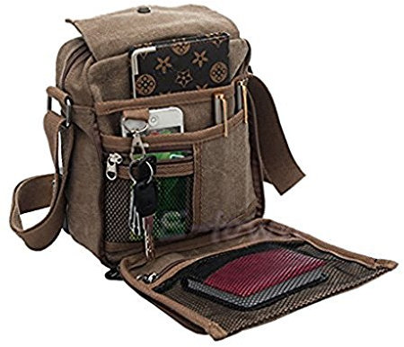 LY Liying Neu Umhängetasche Rucksack Tasche Retro Canvas Handtasche Praktisch Aktentaschen Schultasche (Kaffe)