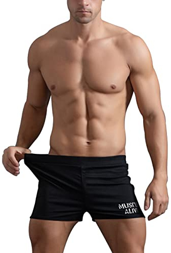 Herr Gym Bodybuilding Träna sporter Shorts Kondition Shorts Bomull S1001 Svart M