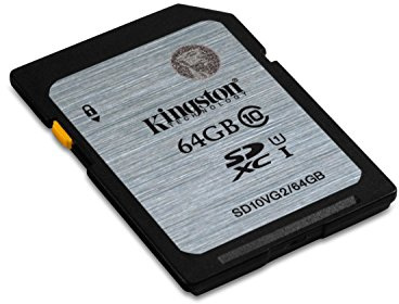 Kingston Technology SD10VG2/64GB 64 GB UHS Class 1/Class10 SDXC Flash Memory Card, Black, Grey