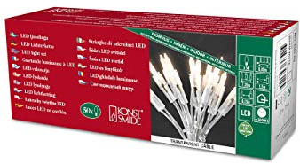 Konstsmide LED Minilichterkette, 50 warm weiße Dioden, 230V, Innen, transparentes Kabel - 6303-103
