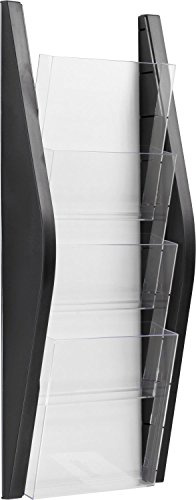 helit H6270295 - Wandbogendisplay „the arc“ 4 Taschen, DIN A5 hoch, schwarz | 4 Taschen im Hochformat für Flyer, Broschüren und Dokumente