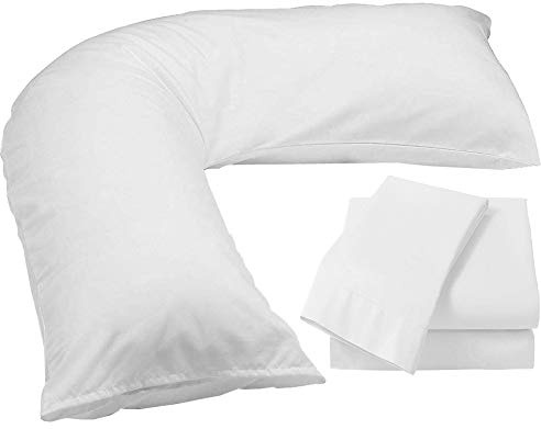Adam Home V Pillow with Pillowcase Extra Filled Hollow Fiber for Neck Support, Maternity Pregnancy & Nursing, Super Soft Comfortable