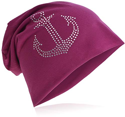 Miobo Slokande lång beanie-mössa med ankare, unisex, en storlek för vuxna, En Storlek