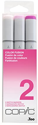 Copic Sketch färgad markörpenna – set med 3 färger fusion 2, för konst och hantverk, färgning, grafik, highlighter, design, anime, professionella och nybörjare, konsttillbehör och målarböcker
