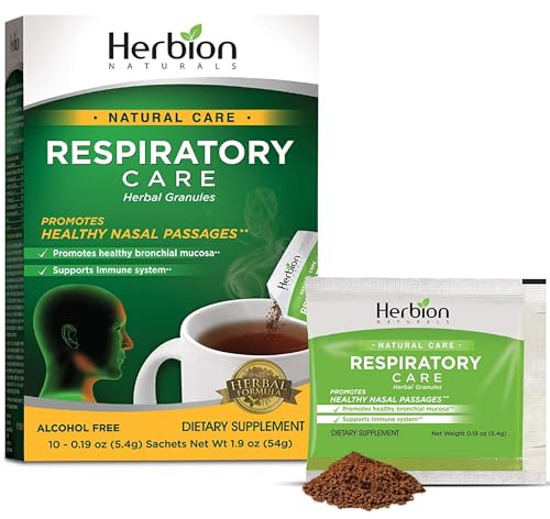 Herbion Naturals Respiratory Care Granules, 10 count sachet - Help Relieve Cold and Flu Symptoms, Promote Healthy Respiratory Function, Optimize Immune System.