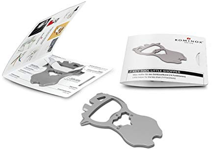 Presentartiklar: ROMINOX nyckelverktyg // Little Shopper, 14 funktioner, keytool nyckelring, multiverktyg i rostfritt stål inklusive funktionsbeskrivning, multifunktionsverktyg, på resor eller på