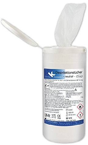 KK Desinfektionstücher, praktische Spenderdose mit 120 Desinfektionstüchern, Duftsorte: Neutral, Flächendesinfektionsmittel, für Praxen, Haushalt und Arbeitsplatz, aldehydfrei