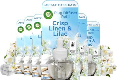 Airwick Crisp Linen and Lilac Plug In Diffuser - Air Freshener Pack of 6, 17ml each