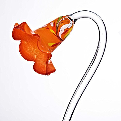 CRISTALICA Gartenblüte Trompetenblume Gartendekoration Glas Mundgeblasen auf Glasstab Orange Höhe 90 cm