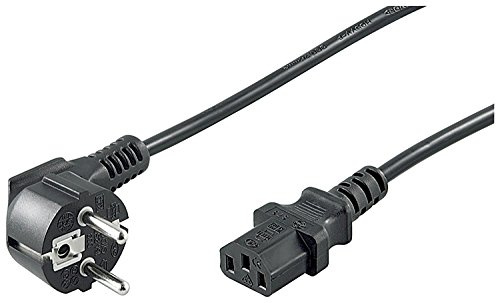 Goobay 50078 Kaltgerätekabel 2,5m / C13 Kaltgerätebuchse & 90 Grad Schutzkontaktstecker Winkelstecker / Universelles PC Monitor PC Stromkabel C13 Netzkabel / Schwarz / 2,5 m