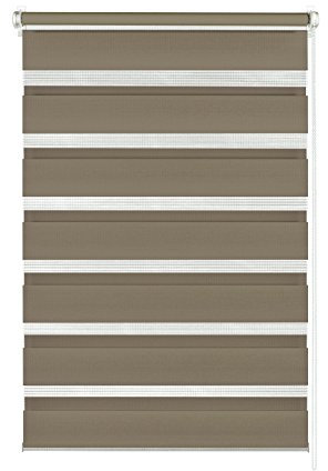 GARDINIA Estor doble para sujetar o pegar, Estor enrollable dúo / estor enrollable lateral, Tiras transparentes y opacas, Todas las piezas de montaje incluidas, Mocca, 45 x 150 cm (An x Al)