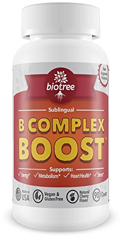 Vitamin B12 Sublingual B Complex Energy Pill B12 Methylcobalamin B6 Biotin & Folic Acid Natural Energy Supports Metabolism Heart Health & Stress Great Tasting Cherry Flavor! 100% Caffeine Free -