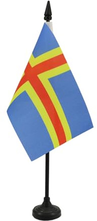AZ FLAG Bordsflagga Åland 15x10 cm Åländsk 100D Polyester Plastfot