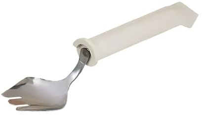 Sammons Preston Plastic Handle Swivel Spork, Adaptive Utensils for Elderly, Shaking Hands, 6 Long