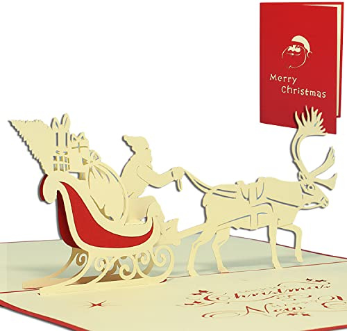 Pop Up 3D Weihnachtskarten, Thema: Santa mit Rentier