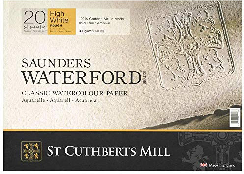 SAUNDERS WATERFORD SERIES St Cuthberts Mill Saunders Waterford Aquarellpapier T46630051011E: 300 g/m², Satiniert, Aquarellblock 41 x 31 cm, rundumgeleimt, 20 Blatt, Extraweiß