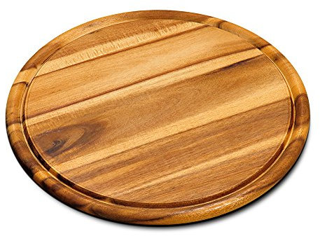 KESPER 28444 Juego de 1 platos de madera de acacia para carne, Ø 30 cm, certificado FSC, también adecuado como bandeja de pizza o tabla de cortar