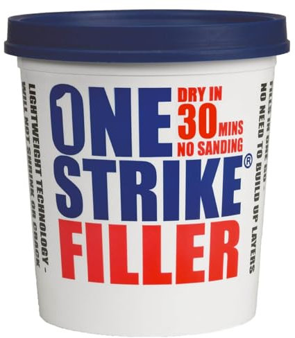Everbuild – One Strike – Multi-Purpose Quick-Drying Filler – One-Time Application – White – 1 Litre Tub