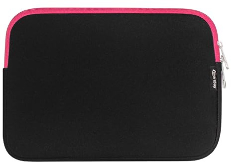 Emartbuy® HP Pavilion x2 Detachable Laptop 10.1 Pulgada Negro/Rosa Funda Case Cover Sleeve Impermeable de Neopreno Suave con Rosa Interior con & Cremallera (10-11 Pulgada eReader/Tablet/Netbook)