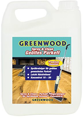 Greenwood - Spray&Clean - Geöltes Parkett - Pflegereiniger - für Sprühmop Systeme Gelenkarmwischer - 1 Liter (=5Liter Pflegereiniger)