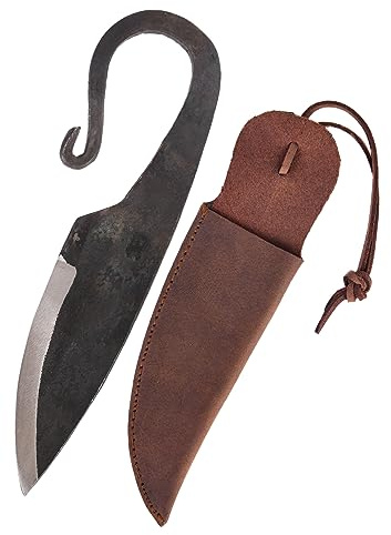 Battle-Merchant Handgeschmiedetes Wikingermesser mit Lederscheide | Gebrauchsmesser, Mittelalter, LARP, Reenactment, Wikinger