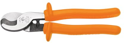 Klein Tools 63050-INS Kabelschneider, isolierter Kabelschneider mit Einhandschere für Aluminium, weiches Kupfer, Kommunikationskabel