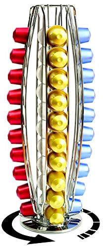 Cobb Industries® - Nephthys CH0021 - Porte Capsules Distributeur Présentoir Rotatif pour 40 capsules Nespresso Acier chromé