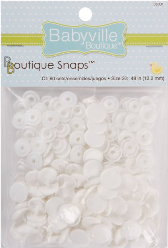 Dritz Babyville Boutique 35031 Snaps, Size 20, White (60-Sets)