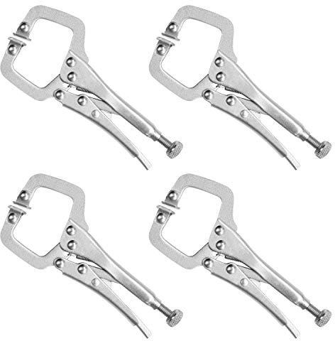 Kurtzy 13,3 cm Schraubzwingen Klemmzwingen Metall Schnellspannzwingen Set Verstellbar mit Schraube Schwenkbar (4Stk) – Mini Hebelzwinge Schraubzwinge für Unebene Oberfläche, Winkel, Basteln, Werkbank