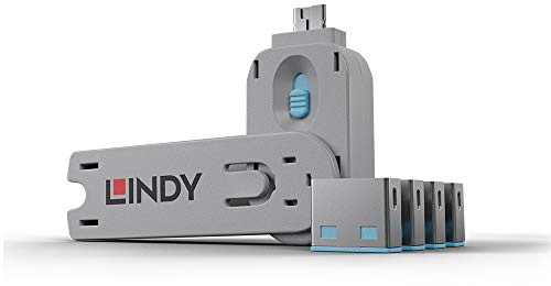 Lindy 40452 Cadenas USB avec clef 4 pièces Bleu