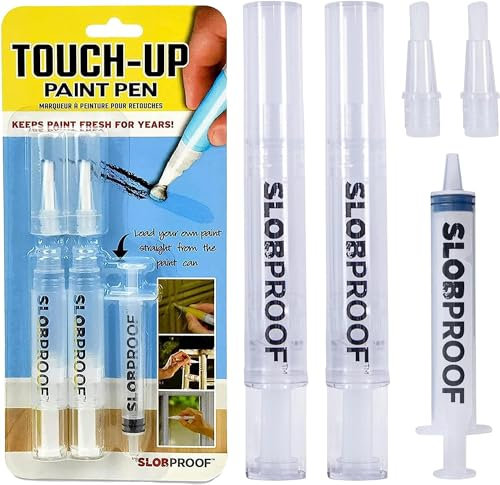 Slobproof Refillable Touch-Up Paint Pen, Mess-Free, Reusable Wall Paint Repair Tool, Precise Application, DIY Home Improvement, Furniture, Arts and Crafts, Patented Design, Easy Storage, Pack of 2