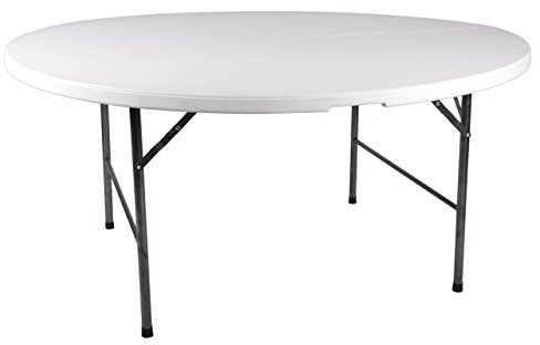 Nexos Trading Klapptisch rund 160 cm x 75 cm klappbar weiß Gartentisch Partytisch bis 8 Personen 20 kg pflegeleicht robust