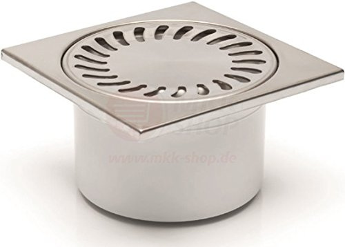 Senkrechter Bodenablauf Edelstahl Dusche Duschablauf 150 x 150 mm DN 50/84 mm Einbautiefe Ablaufgarnitur 321N Geruchsverschluß Siphon Flach Badablauf Duschrinne 15 x 15 cm rostfrei