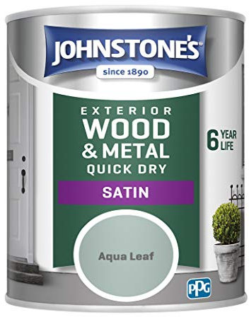Johnstone's - Quick Dry Satin - Aqua Leaf - Satin Finish - Exterior Wood & Metal - Resistant to cracking & peeling - 6 years of life - 12m2 Coverage per Litre - 0.75 L