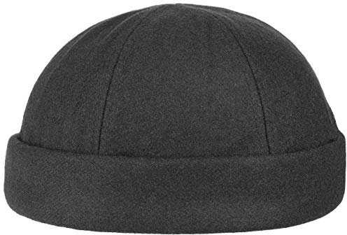 Lipodo Port Dockercap (Dockermütze) schwarz - Wintermütze - Seemannsmütze in Einheitsgröße - Mit Klettverschluss - Eng am Kopf anliegende Mütze - Herbst/Winter